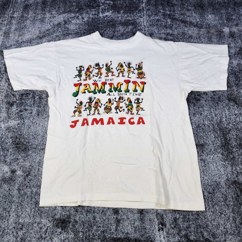 Vintage White We Be Jamming All Deh Time Jamaica Cocowalk  Medium Caribbean‎